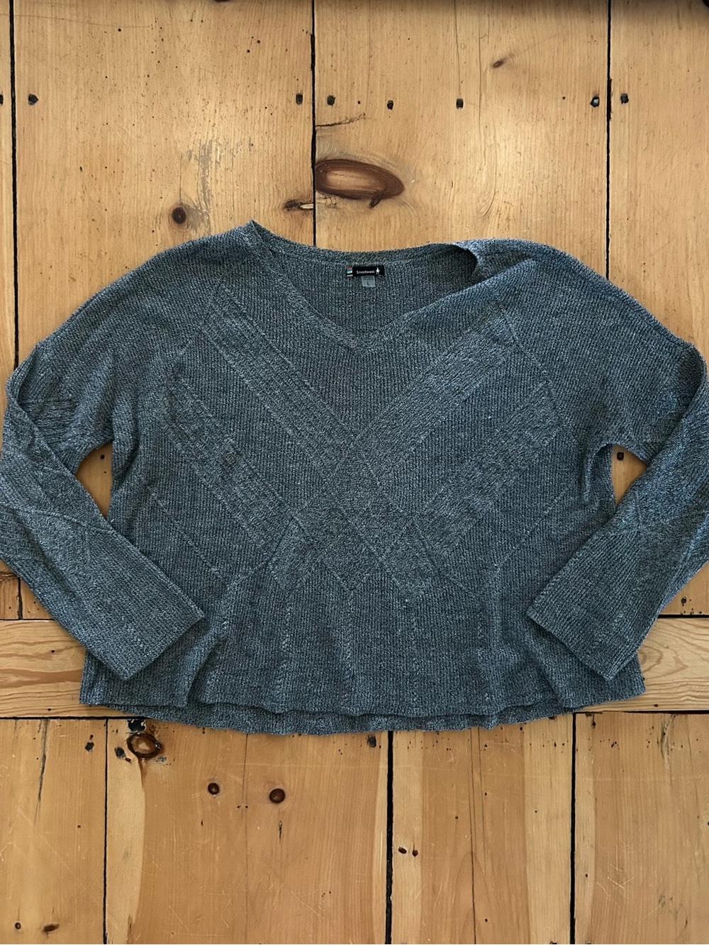 Smartwool Relaxed V-Neck Knit Sweater - Gray